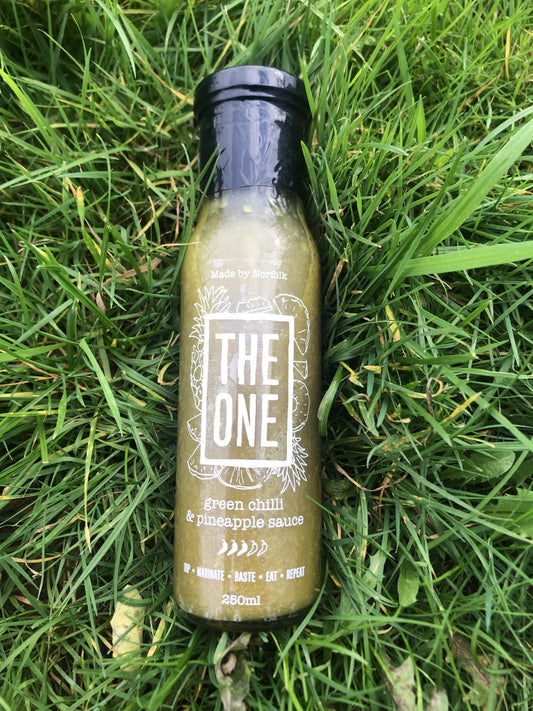 The green One. Green chilli and pineapple table sauce. 250ml glass